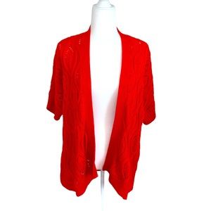 Ann Taylor Loft large knit cardigan shirt sleeve orange